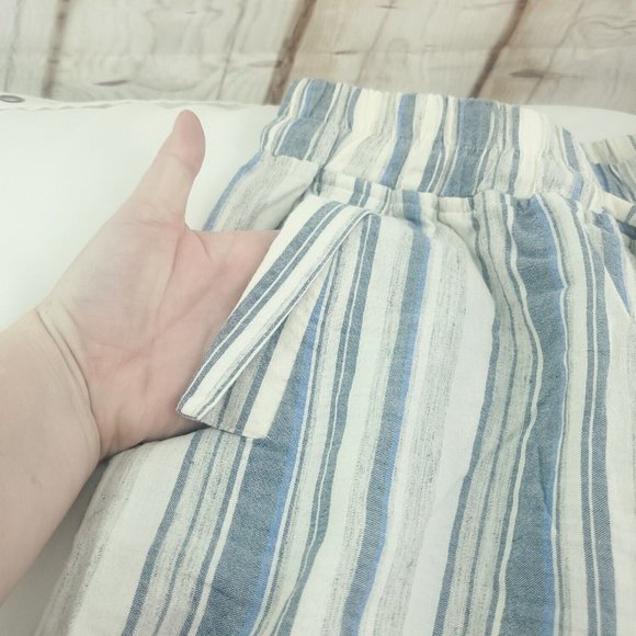 The Lady & The Sailor Womens Blue Striped Elastic Waist Wide Leg Pants Size 3 - Picture 6 of 13